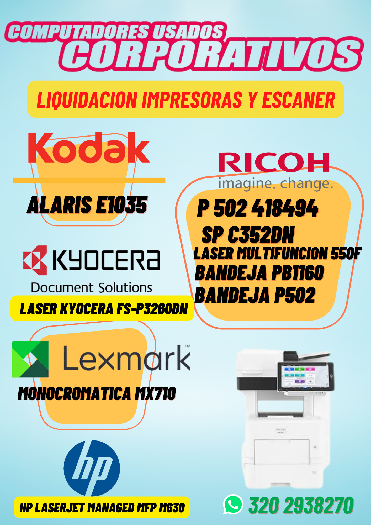 Liquidación de impresoras y escáner